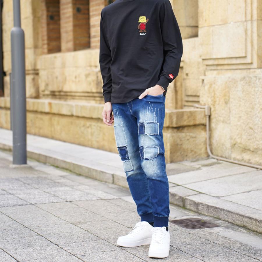 LUXE/R ラグジュ ジョガーパンツ メンズ レディース デニム ストレッチ スキニー ジーンズ クラッシュ ダメージ リメイク ユーズド加工 男女兼用 M L XL | LUXE/R | 02