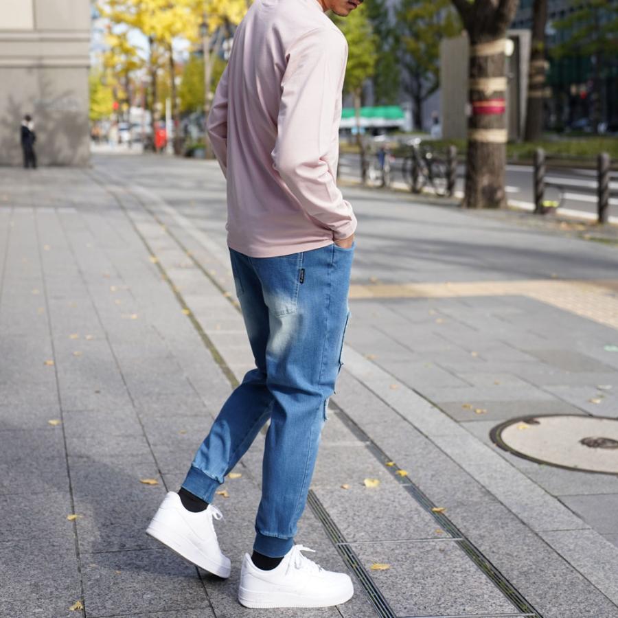 LUXE/R ラグジュ ジョガーパンツ メンズ レディース デニム ストレッチ スキニー ジーンズ クラッシュ ダメージ リメイク ユーズド加工 男女兼用 M L XL | LUXE/R | 03