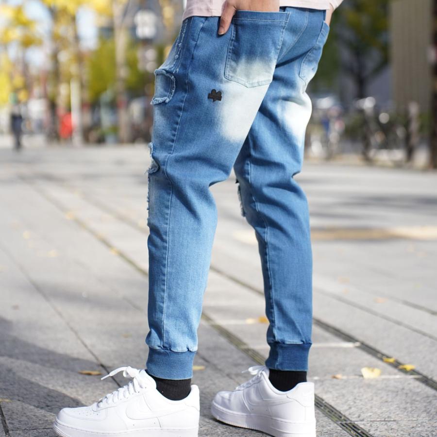 LUXE/R ラグジュ ジョガーパンツ メンズ レディース デニム ストレッチ スキニー ジーンズ クラッシュ ダメージ リメイク ユーズド加工 男女兼用 M L XL | LUXE/R | 05