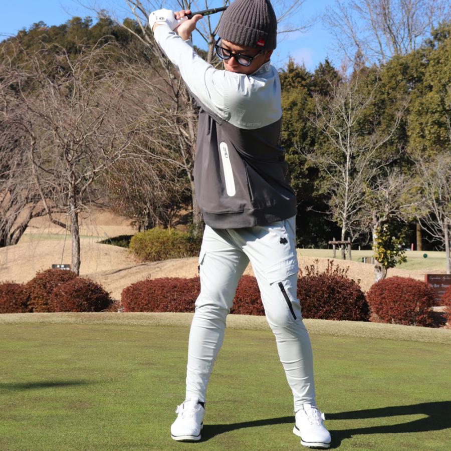 ラグジュゴルフ LUXE/R GOLF ゴルフウェア メンズ レディース 長袖Tシャツ  モックネック 撥水加工 切り替え バイカラー ストレッチ  ゆったりサイズ | LUXE/R | 01