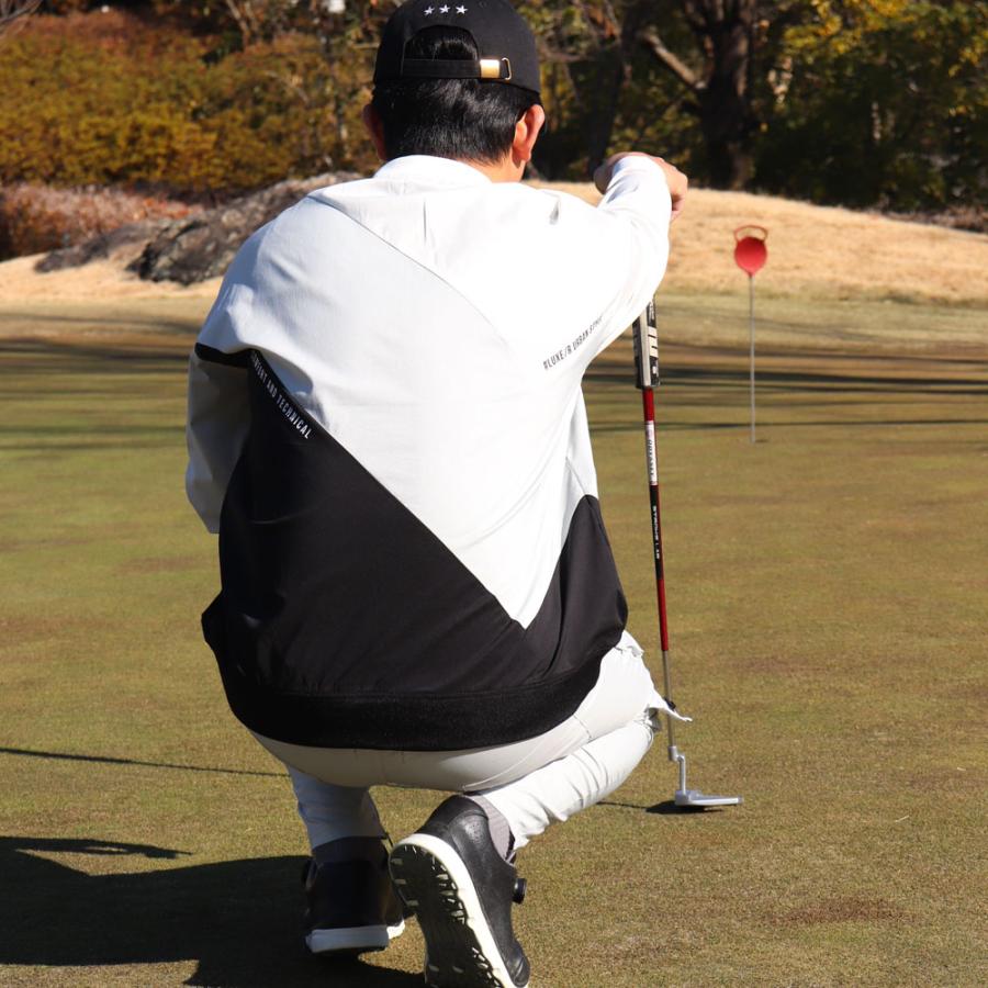 ラグジュゴルフ LUXE/R GOLF ゴルフウェア メンズ レディース 長袖Tシャツ  モックネック 撥水加工 ななめ切り替え ストレッチ ユニセックス ゆったりサイズ | LUXE/R | 02