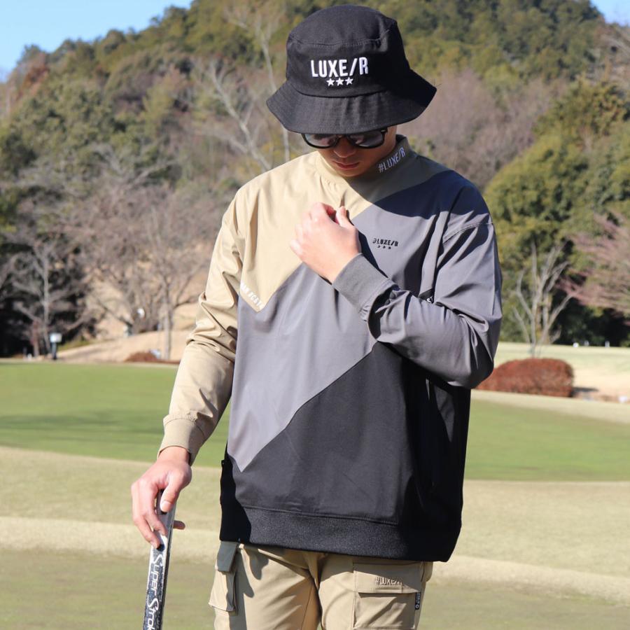 ラグジュゴルフ LUXE/R GOLF ゴルフウェア メンズ レディース 長袖Tシャツ  モックネック 撥水加工 ななめ切り替え ストレッチ ユニセックス ゆったりサイズ | LUXE/R | 03