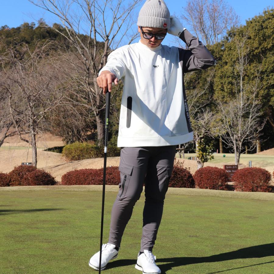 ラグジュゴルフ LUXE/R GOLF ゴルフウェア メンズ レディース 長袖Tシャツ  モックネック 撥水加工 タテ切り替え ストレッチ ユニセックス ゆったりサイズ | LUXE/R | 01