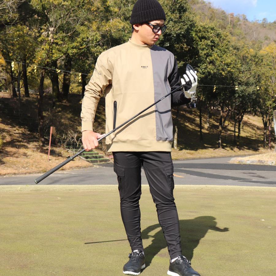 ラグジュゴルフ LUXE/R GOLF ゴルフウェア メンズ レディース 長袖Tシャツ  モックネック 撥水加工 タテ切り替え ストレッチ ユニセックス ゆったりサイズ | LUXE/R | 02