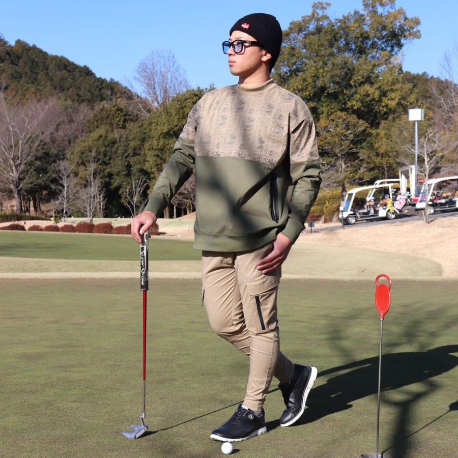 ラグジュゴルフ LUXE/R GOLF ゴルフウェア メンズ レディース 長袖Tシャツ  モックネック 撥水加工 切り替え バイカラー ストレッチ ペイズリー ゆったりサイズ | LUXE/R | 02