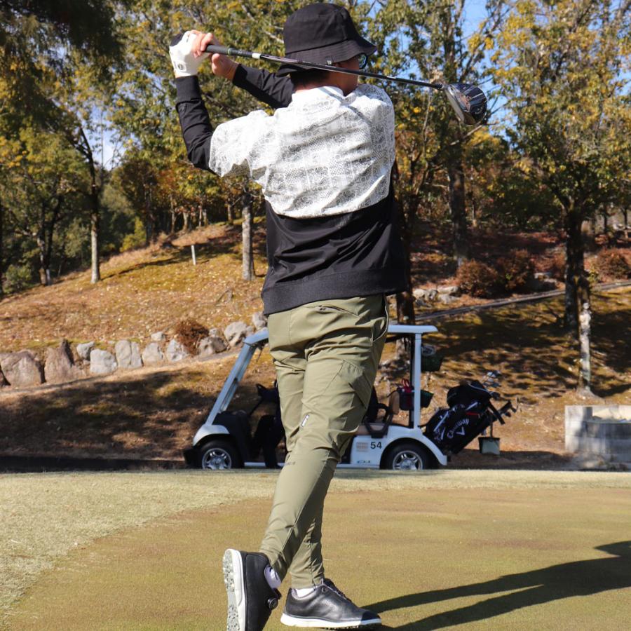 ラグジュゴルフ LUXE/R GOLF ゴルフウェア メンズ レディース 長袖Tシャツ  モックネック 撥水加工 切り替え バイカラー ストレッチ ペイズリー ゆったりサイズ | LUXE/R | 04