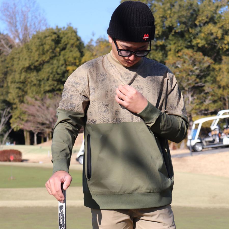 ラグジュゴルフ LUXE/R GOLF ゴルフウェア メンズ レディース 長袖Tシャツ  モックネック 撥水加工 切り替え バイカラー ストレッチ ペイズリー ゆったりサイズ | LUXE/R | 06