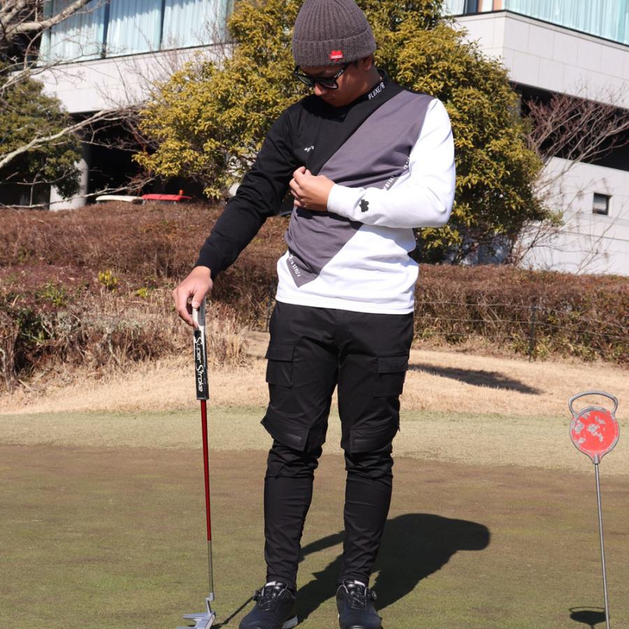 ラグジュゴルフ LUXE/R GOLF ゴルフウェア メンズ レディース 長袖Tシャツ  ストレッチ スムース モックネック  ななめ切り替え ロゴ刺繍 | LUXE/R | 03