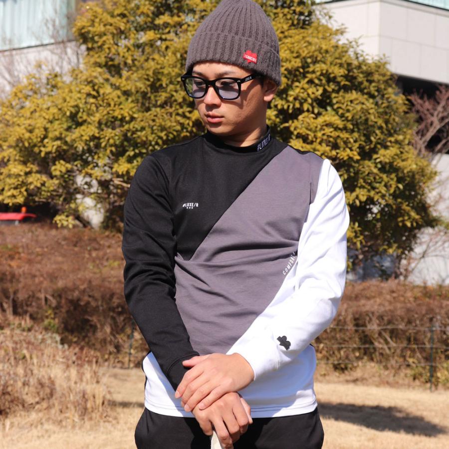 ラグジュゴルフ LUXE/R GOLF ゴルフウェア メンズ レディース 長袖Tシャツ  ストレッチ スムース モックネック  ななめ切り替え ロゴ刺繍 | LUXE/R | 05