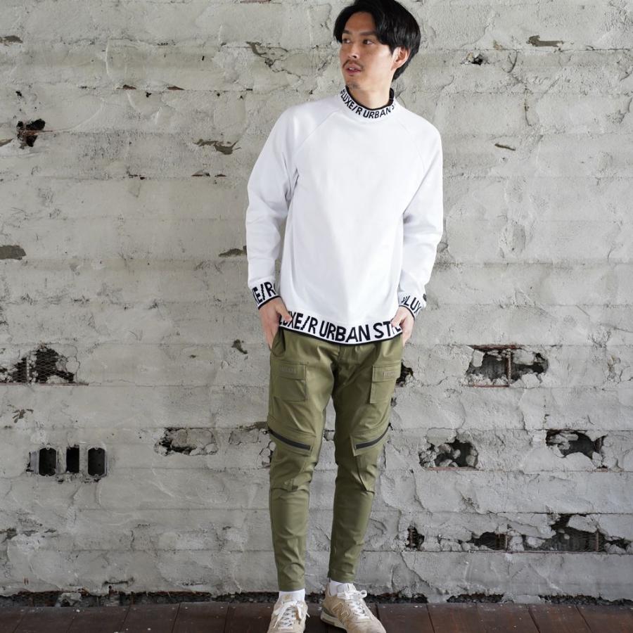 ラグジュゴルフ LUXE/R GOLF ゴルフウェア メンズ レディース 長袖Tシャツ  ストレッチ スムース モックネック  エリロゴ ジャガード ラグランスリーブ | LUXE/R | 01