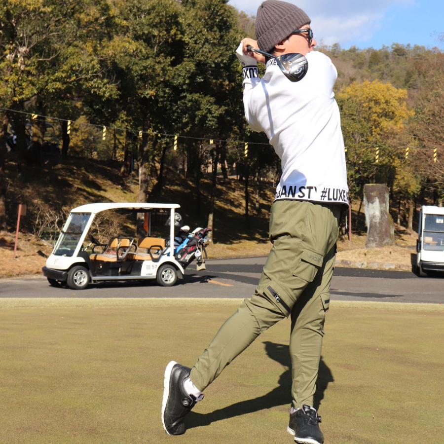 ラグジュゴルフ LUXE/R GOLF ゴルフウェア メンズ レディース 長袖Tシャツ  ストレッチ スムース モックネック  エリロゴ ジャガード ラグランスリーブ | LUXE/R | 02