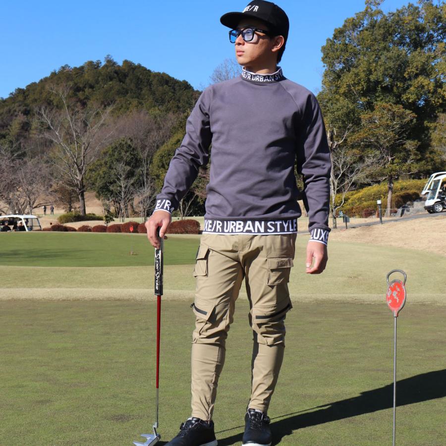 ラグジュゴルフ LUXE/R GOLF ゴルフウェア メンズ レディース 長袖Tシャツ  ストレッチ スムース モックネック  エリロゴ ジャガード ラグランスリーブ | LUXE/R | 03