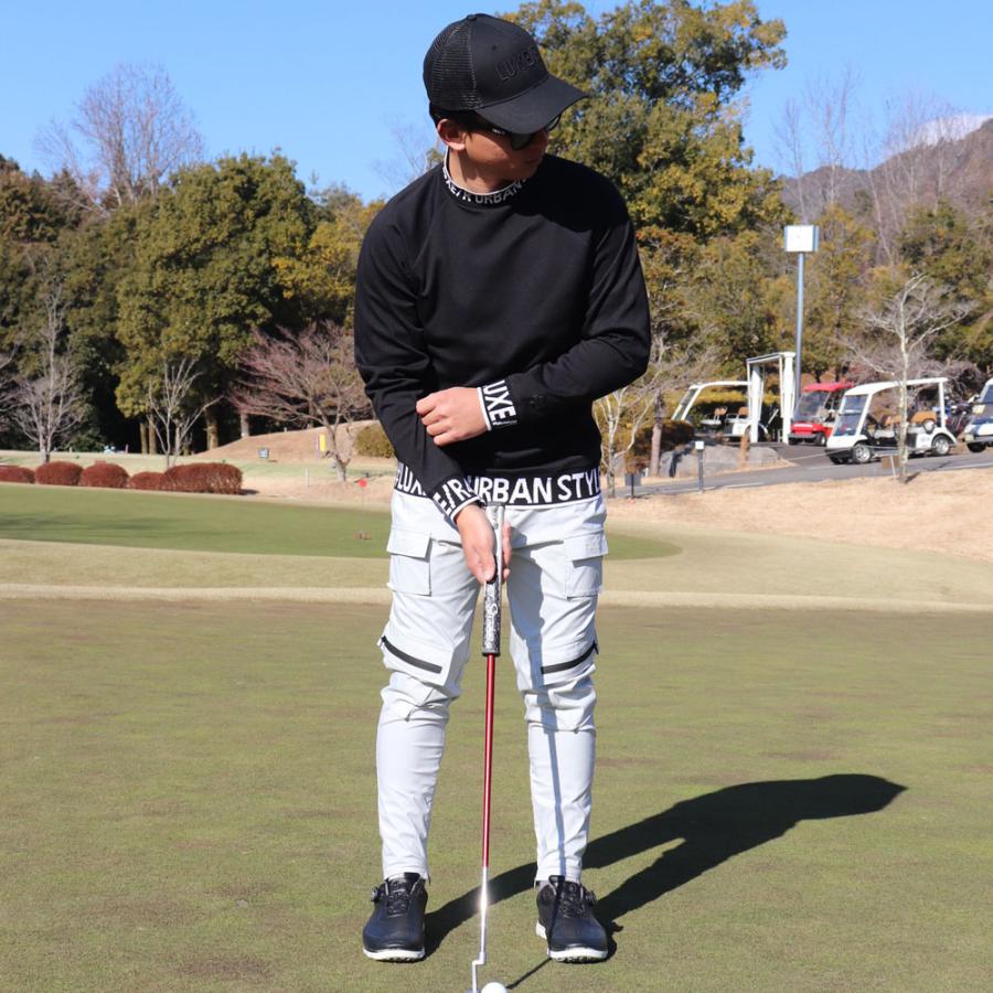 ラグジュゴルフ LUXE/R GOLF ゴルフウェア メンズ レディース 長袖Tシャツ  ストレッチ スムース モックネック  エリロゴ ジャガード ラグランスリーブ | LUXE/R | 04
