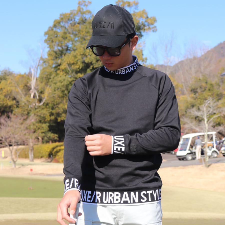ラグジュゴルフ LUXE/R GOLF ゴルフウェア メンズ レディース 長袖Tシャツ  ストレッチ スムース モックネック  エリロゴ ジャガード ラグランスリーブ | LUXE/R | 07