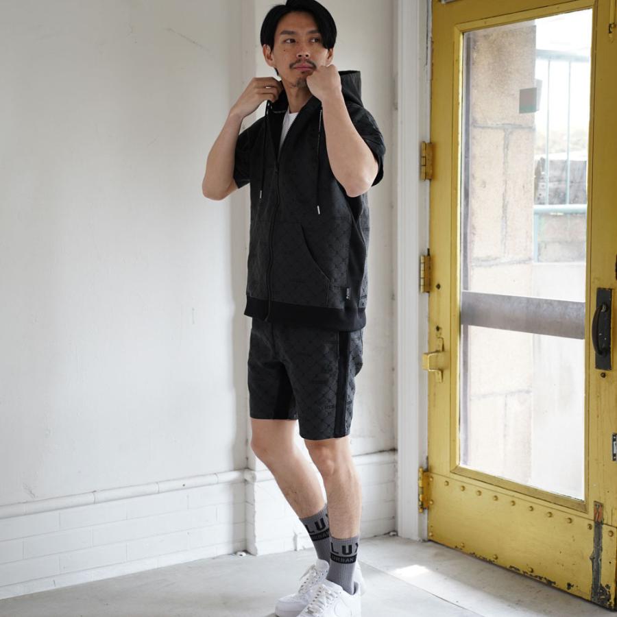 LUXE/R ラグジュ モノグラム 半袖パーカー メンズ レディース 男女兼用 ジャガード ジップアップ  M L XL セットアップ可能 ラグジュアリー スポーツ 2025夏 | LUXE/R | 02