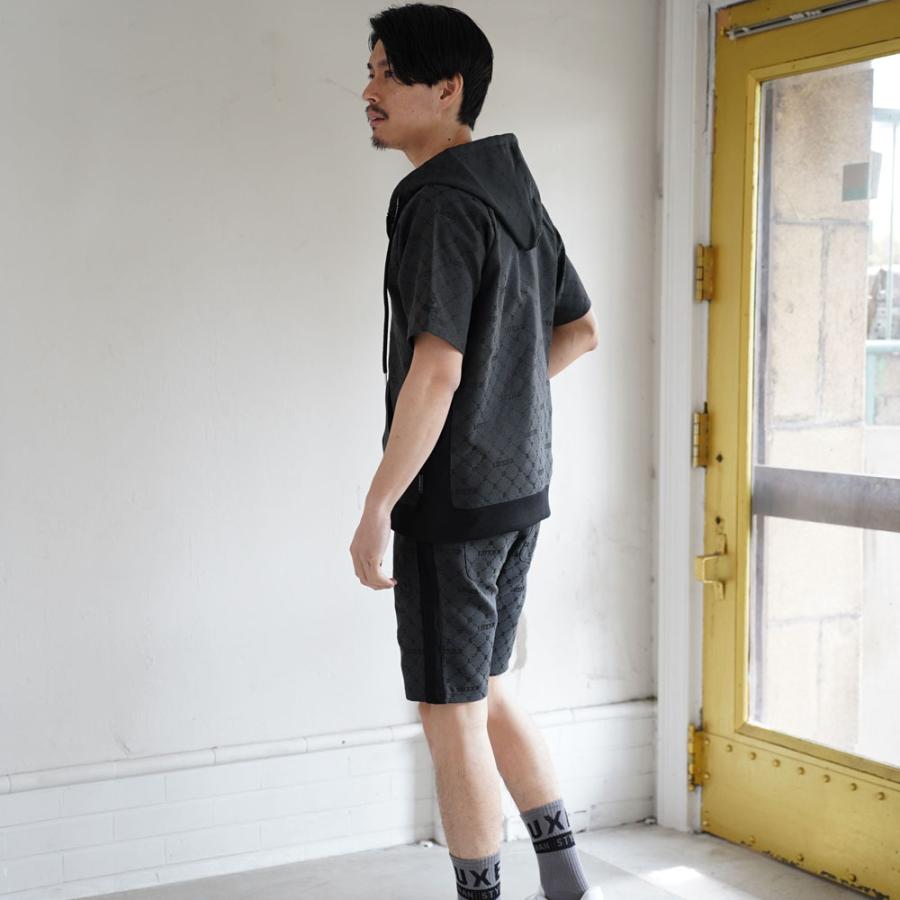 LUXE/R ラグジュ モノグラム 半袖パーカー メンズ レディース 男女兼用 ジャガード ジップアップ  M L XL セットアップ可能 ラグジュアリー スポーツ 2025夏 | LUXE/R | 04