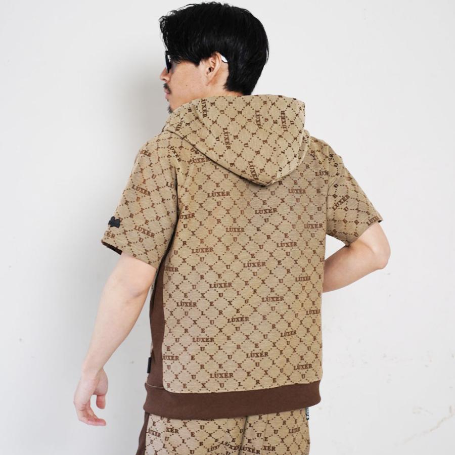 LUXE/R ラグジュ モノグラム 半袖パーカー メンズ レディース 男女兼用 ジャガード ジップアップ  M L XL セットアップ可能 ラグジュアリー スポーツ 2025夏 | LUXE/R | 07