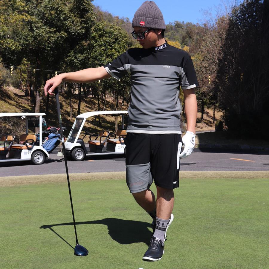 LUXE/R  GOLF ラグジュゴルフ Tシャツ モックネック メンズ レディース 半袖 ストレッチ スムース ジャージ ゴルフウェア 切り替え 吸水速乾  2025夏 | LUXE/R | 04