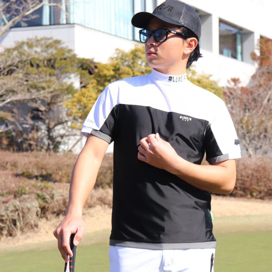 LUXE/R  GOLF ラグジュゴルフ Tシャツ モックネック メンズ レディース 半袖 ストレッチ スムース ジャージ ゴルフウェア 切り替え 吸水速乾  2025夏 | LUXE/R | 05
