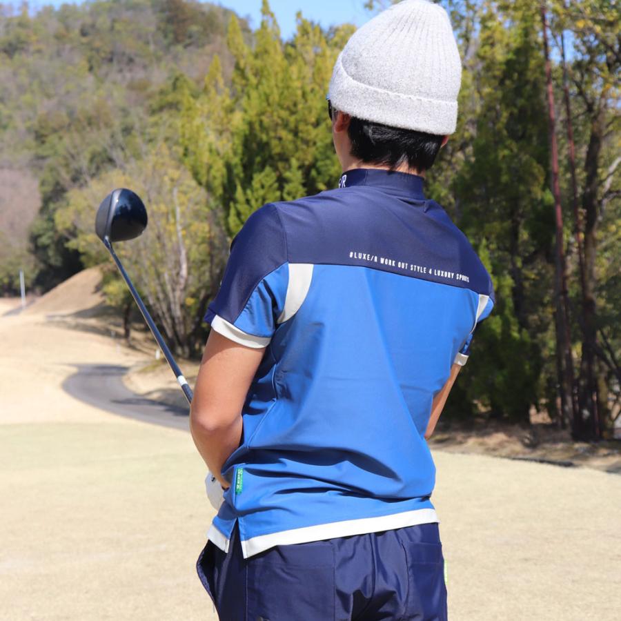 LUXE/R  GOLF ラグジュゴルフ Tシャツ モックネック メンズ レディース 半袖 ストレッチ スムース ジャージ ゴルフウェア 切り替え 吸水速乾  2025夏 | LUXE/R | 07