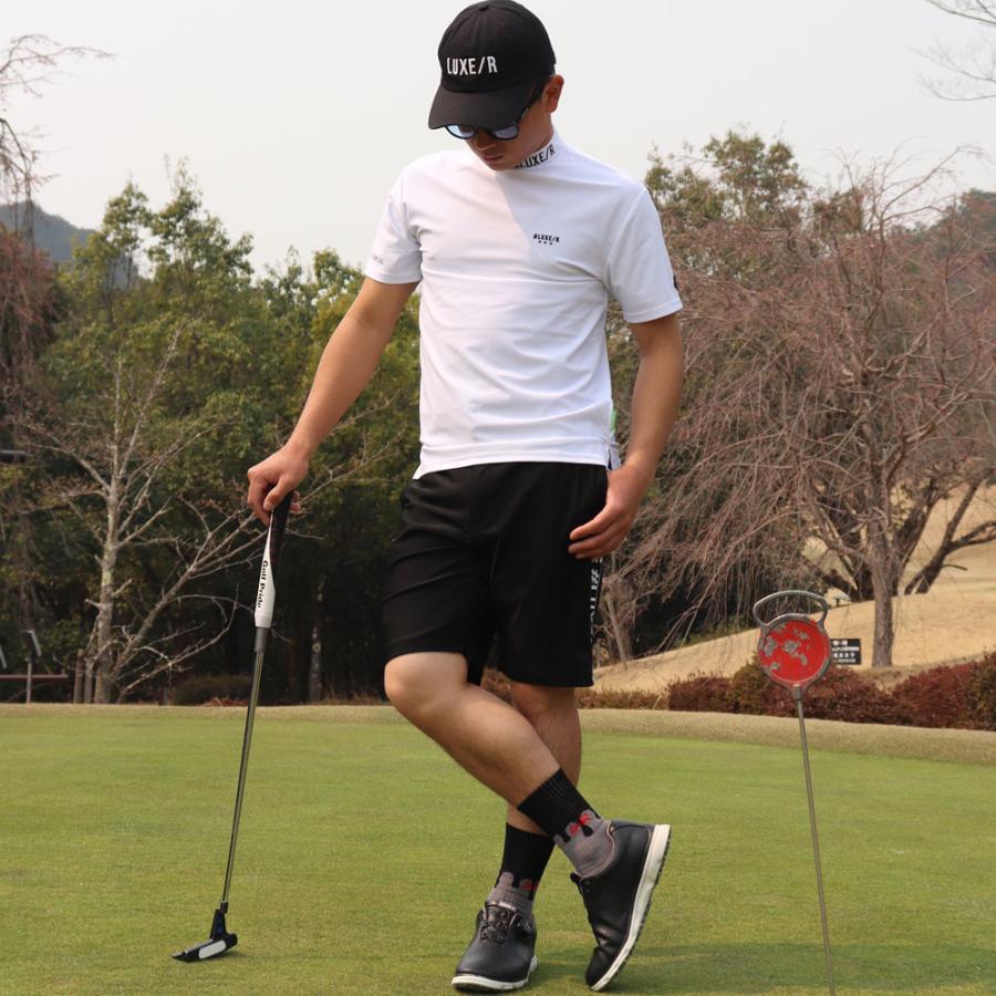 LUXE/R GOLF ラグジュゴルフ Tシャツ メンズ レディース 半袖 ストレッチ スムース 吸水速乾 モックネック バックロゴプリント ゴルフウェア 2025夏 | LUXE/R | 01