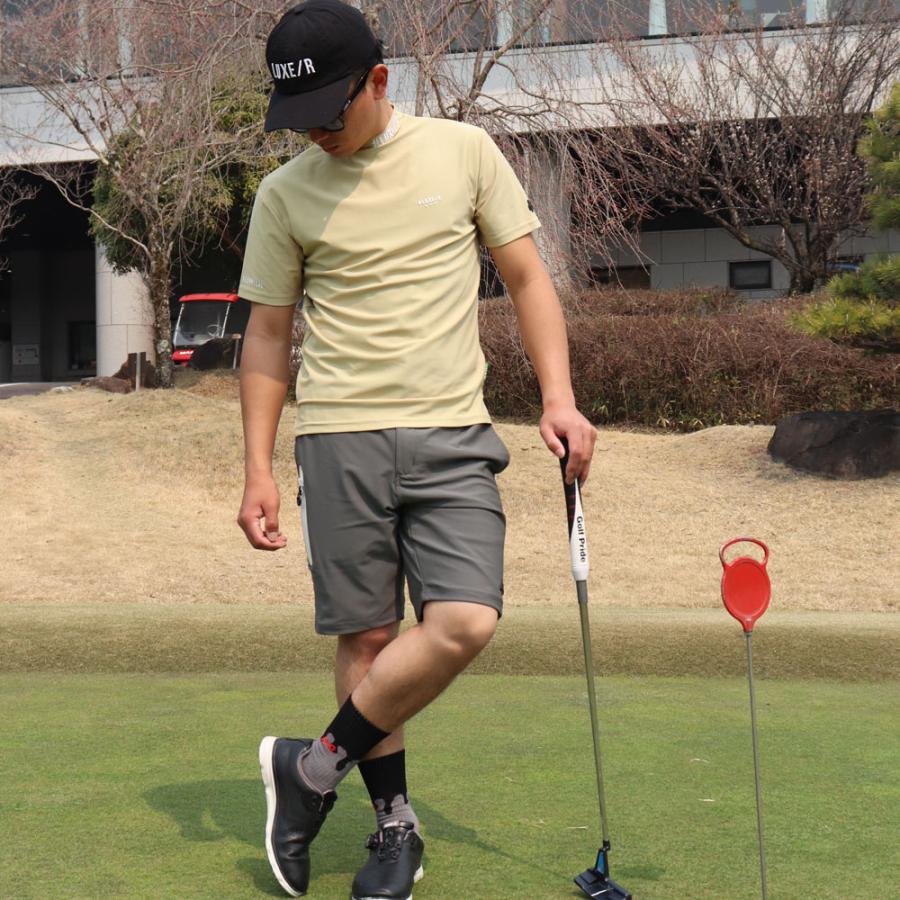 LUXE/R GOLF ラグジュゴルフ Tシャツ メンズ レディース 半袖 ストレッチ スムース 吸水速乾 モックネック バックロゴプリント ゴルフウェア 2025夏 | LUXE/R | 02