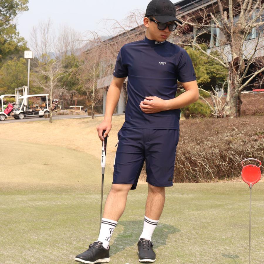 LUXE/R GOLF ラグジュゴルフ Tシャツ メンズ レディース 半袖 ストレッチ スムース 吸水速乾 モックネック バックロゴプリント ゴルフウェア 2025夏 | LUXE/R | 03