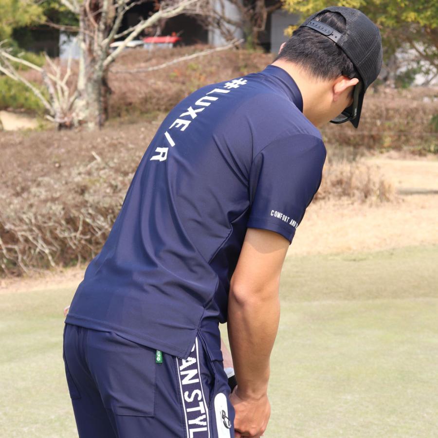 LUXE/R GOLF ラグジュゴルフ Tシャツ メンズ レディース 半袖 ストレッチ スムース 吸水速乾 モックネック バックロゴプリント ゴルフウェア 2025夏 | LUXE/R | 06