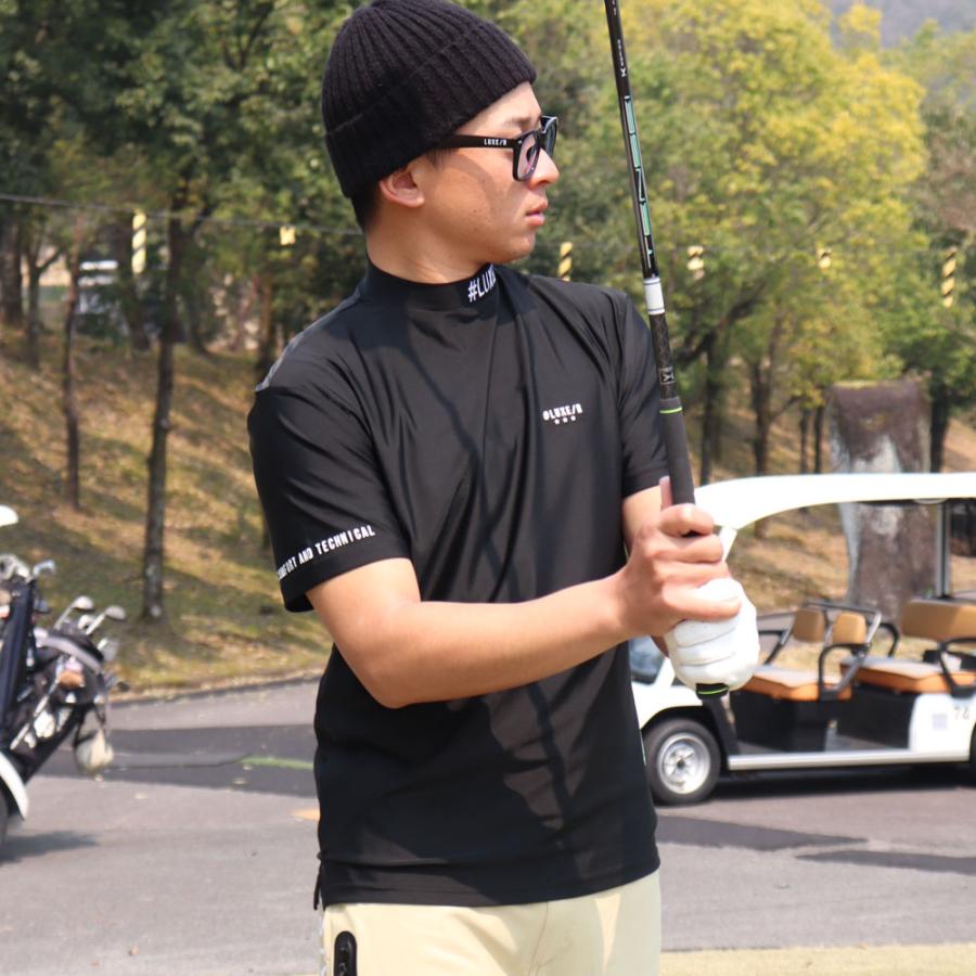 LUXE/R GOLF ラグジュゴルフ Tシャツ メンズ レディース 半袖 ストレッチ スムース 吸水速乾 モックネック バックロゴプリント ゴルフウェア 2025夏 | LUXE/R | 08