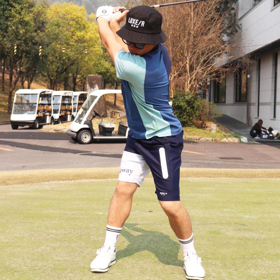 LUXE/R GOLF  ラグジュゴルフ 切り替え ショートパンツ メンズ レディース スポーツ ストレッチ ハーフパンツ ジャージ サイドロゴ 吸水速乾仕様  2025夏 | LUXE/R | 03