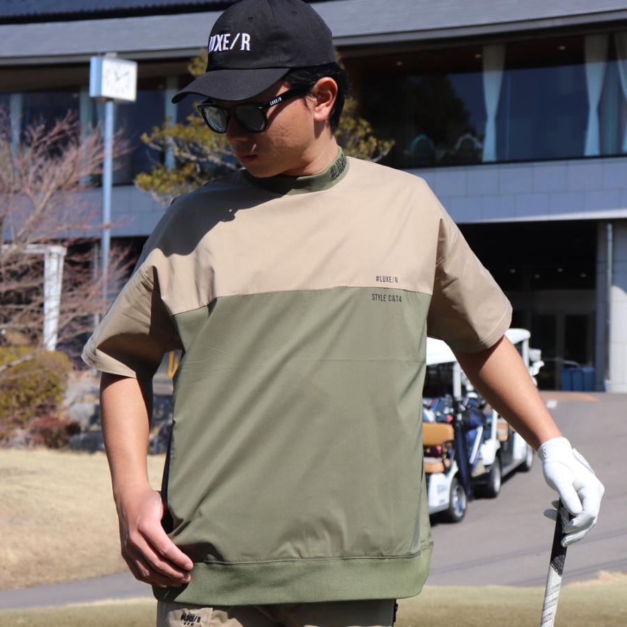 LUXE/R GOLF ラグジュゴルフ Tシャツ メンズ レディース 半袖 ストレッチ ブロード ロゴ バイカラー モックネック ゴルフウェア  ゆったりサイズ 2025夏 | LUXE/R | 10