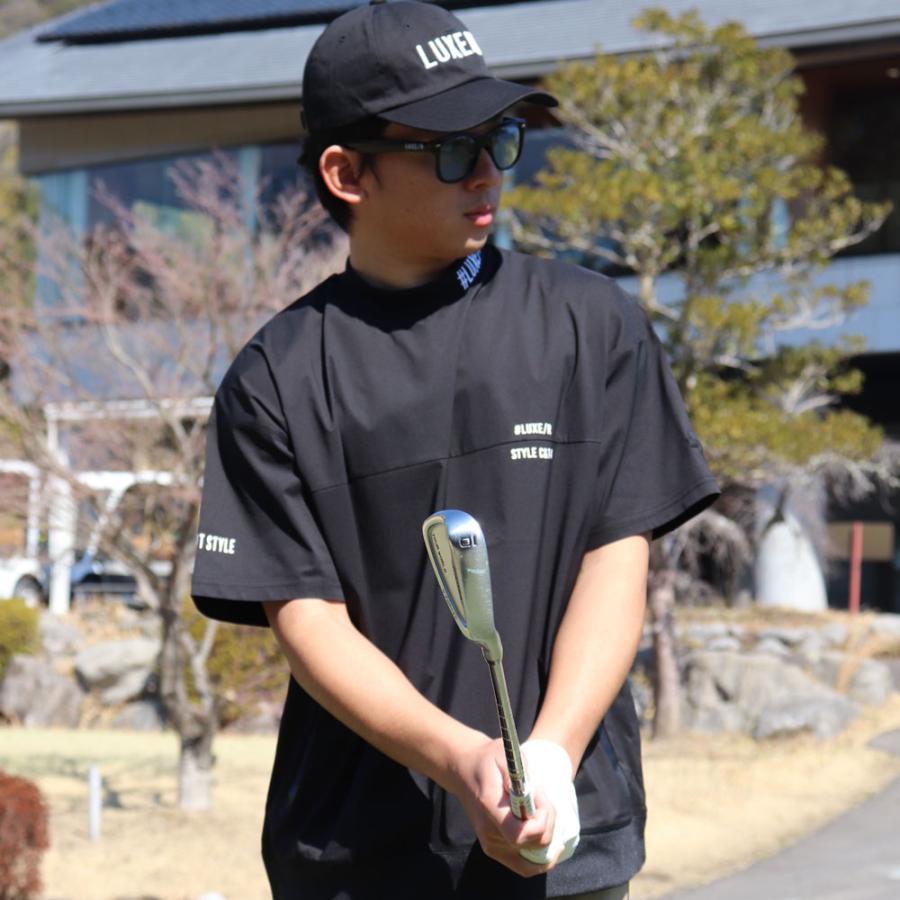 LUXE/R GOLF ラグジュゴルフ Tシャツ メンズ レディース 半袖 ストレッチ ブロード ロゴ バイカラー モックネック ゴルフウェア  ゆったりサイズ 2025夏 | LUXE/R | 12