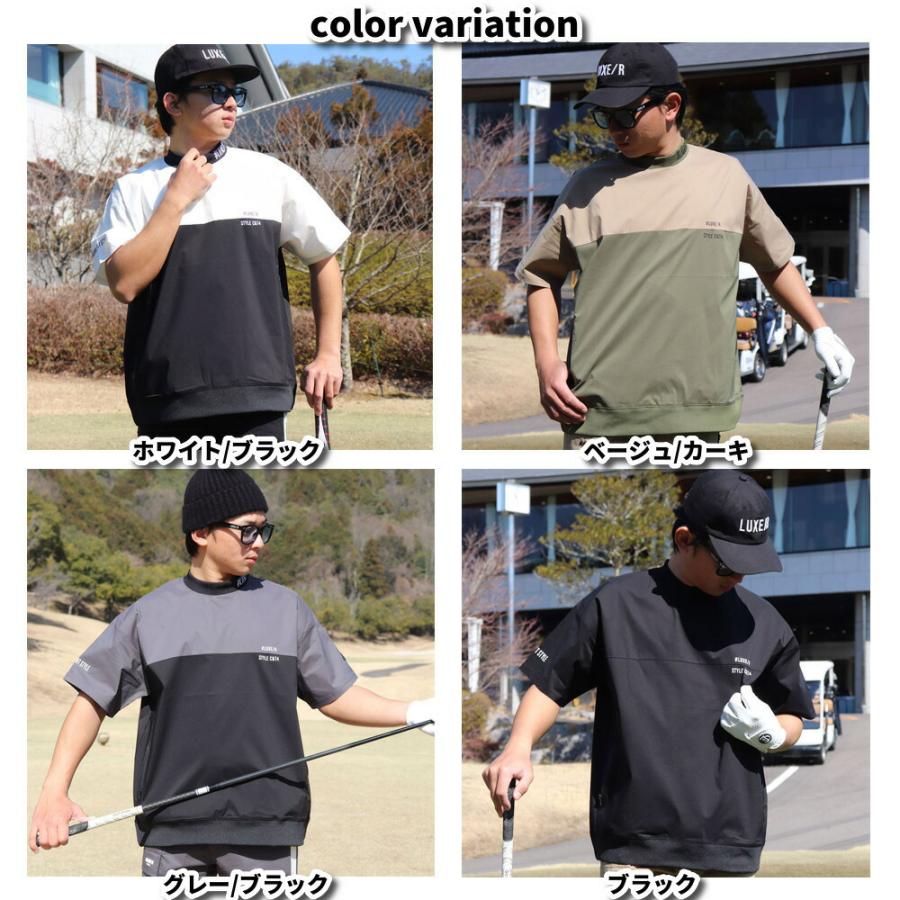 LUXE/R GOLF ラグジュゴルフ Tシャツ メンズ レディース 半袖 ストレッチ ブロード ロゴ バイカラー モックネック ゴルフウェア  ゆったりサイズ 2025夏 | LUXE/R | 13