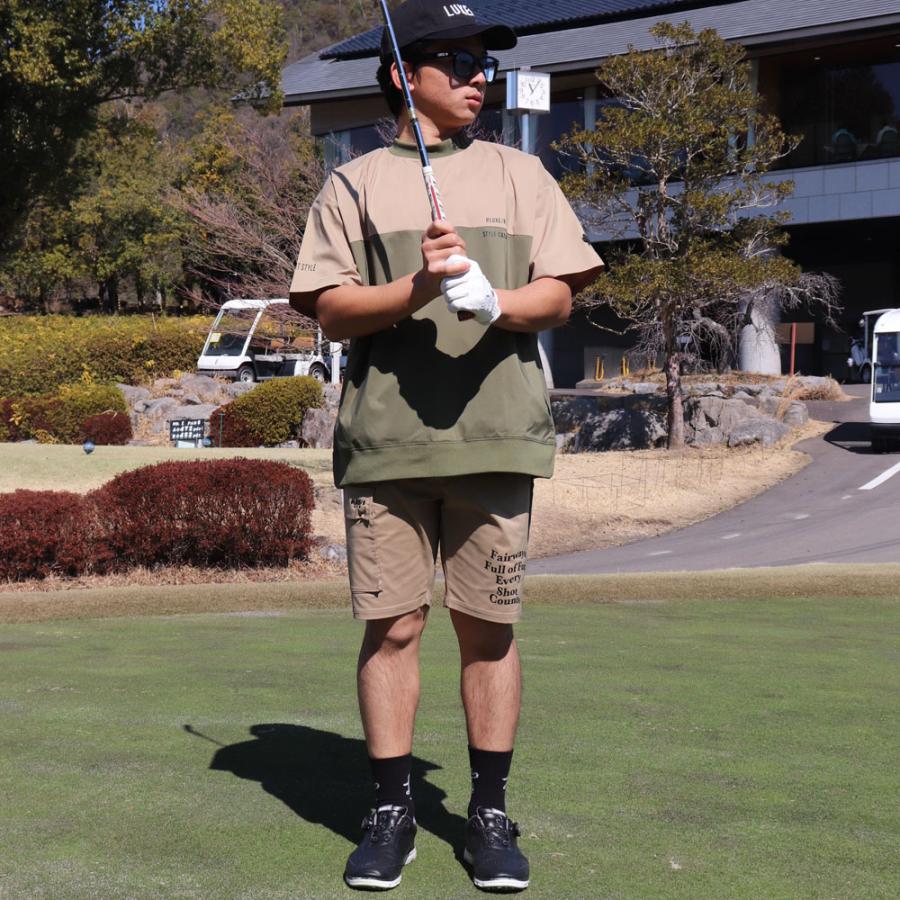 LUXE/R GOLF ラグジュゴルフ Tシャツ メンズ レディース 半袖 ストレッチ ブロード ロゴ バイカラー モックネック ゴルフウェア  ゆったりサイズ 2025夏 | LUXE/R | 02