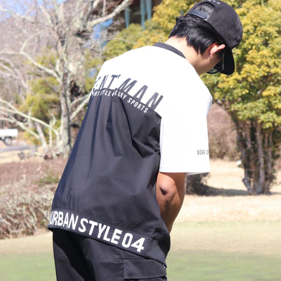 LUXE/R GOLF ラグジュゴルフ Tシャツ メンズ レディース 半袖 ストレッチ ブロード ロゴ バイカラー モックネック ゴルフウェア  ゆったりサイズ 2025夏 | LUXE/R | 05