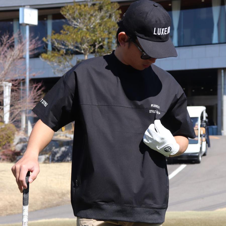 LUXE/R GOLF ラグジュゴルフ Tシャツ メンズ レディース 半袖 ストレッチ ブロード ロゴ バイカラー モックネック ゴルフウェア  ゆったりサイズ 2025夏 | LUXE/R | 08