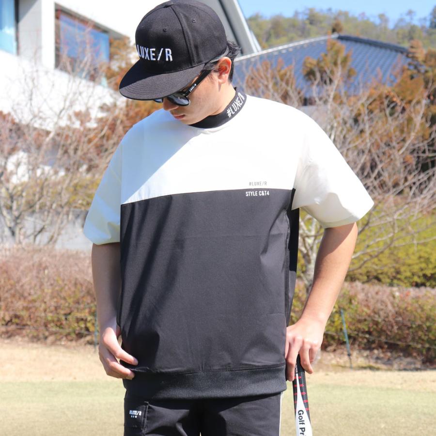 LUXE/R GOLF ラグジュゴルフ Tシャツ メンズ レディース 半袖 ストレッチ ブロード ロゴ バイカラー モックネック ゴルフウェア  ゆったりサイズ 2025夏 | LUXE/R | 09