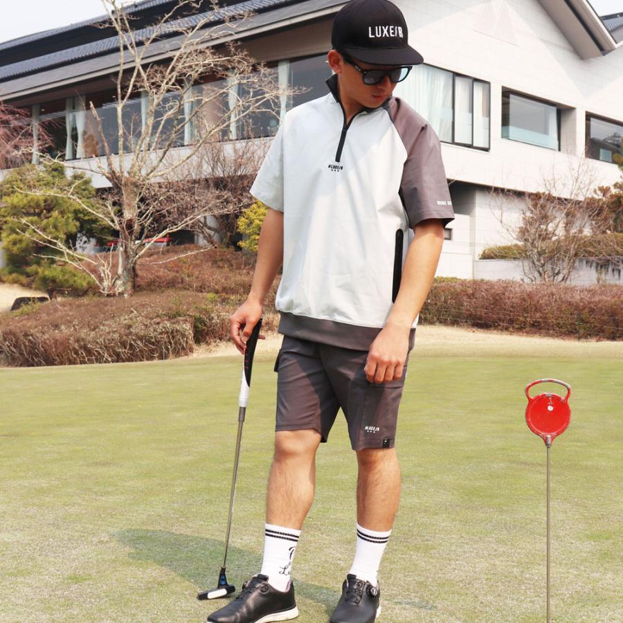 LUXE/R GOLF ラグジュ ゴルフ Tシャツ メンズ レディース  半袖 ストレッチ 撥水加工 ジップアップ スタンドカラー ロゴ プリント ゆったりサイズ 2025夏 | LUXE/R | 02