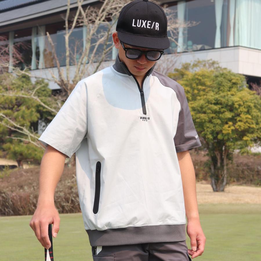 LUXE/R GOLF ラグジュ ゴルフ Tシャツ メンズ レディース  半袖 ストレッチ 撥水加工 ジップアップ スタンドカラー ロゴ プリント ゆったりサイズ 2025夏 | LUXE/R | 06