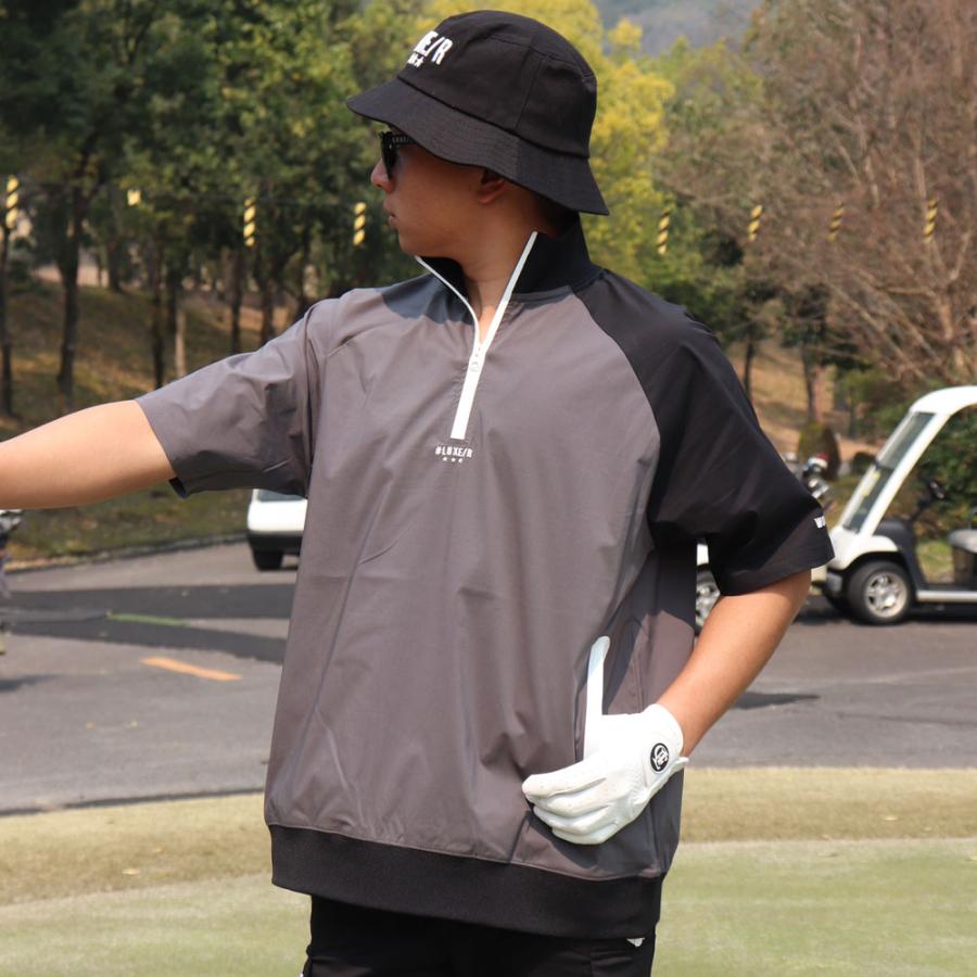 LUXE/R GOLF ラグジュ ゴルフ Tシャツ メンズ レディース  半袖 ストレッチ 撥水加工 ジップアップ スタンドカラー ロゴ プリント ゆったりサイズ 2025夏 | LUXE/R | 07