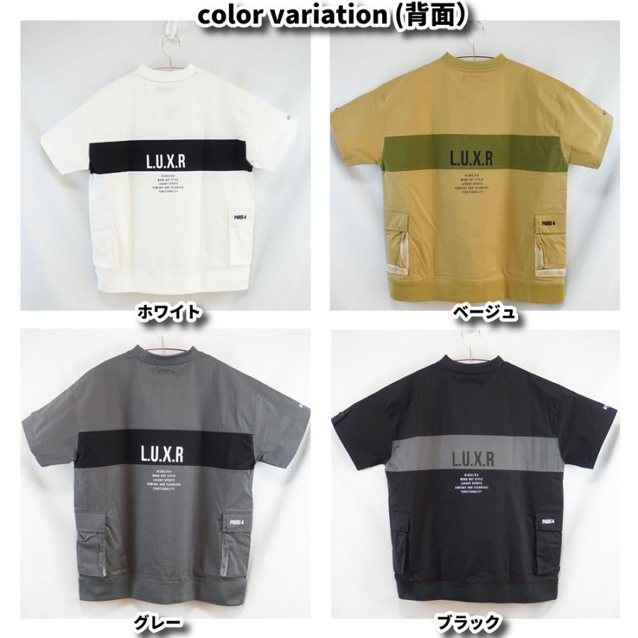 LUXE/R GOLF ラグジュゴルフ ゴルフウェア Tシャツ メンズ レディース 半袖 ストレッチ ブロード 切替え サイドポケット モックネック ゆったりサイズ | LUXE/R | 12