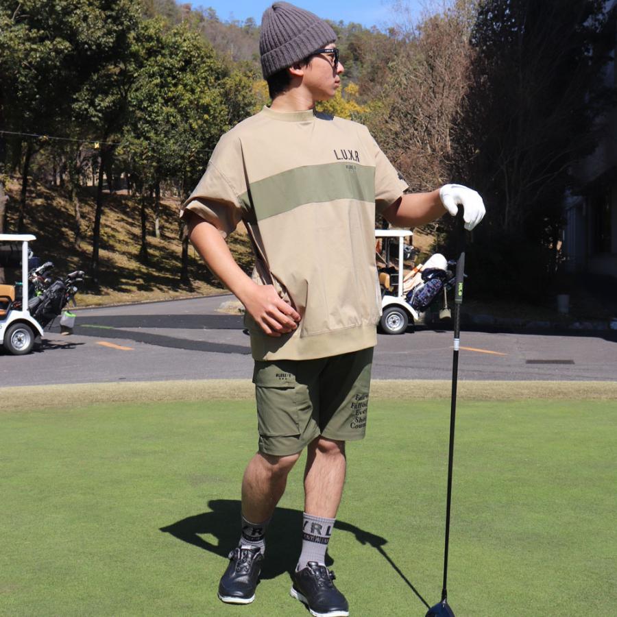 LUXE/R GOLF ラグジュゴルフ ゴルフウェア Tシャツ メンズ レディース 半袖 ストレッチ ブロード 切替え サイドポケット モックネック ゆったりサイズ | LUXE/R | 02