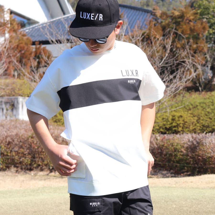 LUXE/R GOLF ラグジュゴルフ ゴルフウェア Tシャツ メンズ レディース 半袖 ストレッチ ブロード 切替え サイドポケット モックネック ゆったりサイズ | LUXE/R | 05