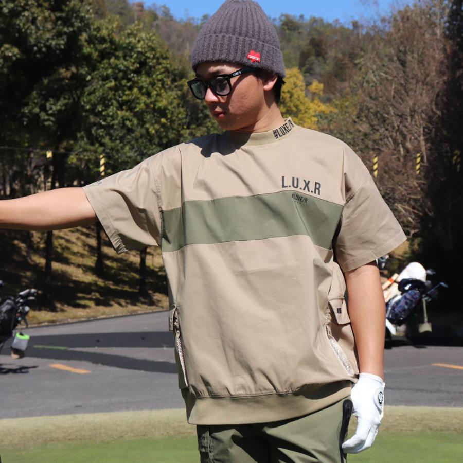 LUXE/R GOLF ラグジュゴルフ ゴルフウェア Tシャツ メンズ レディース 半袖 ストレッチ ブロード 切替え サイドポケット モックネック ゆったりサイズ | LUXE/R | 06