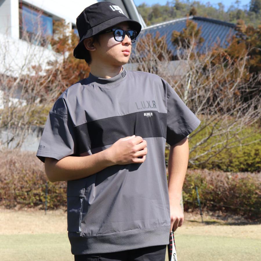 LUXE/R GOLF ラグジュゴルフ ゴルフウェア Tシャツ メンズ レディース 半袖 ストレッチ ブロード 切替え サイドポケット モックネック ゆったりサイズ | LUXE/R | 07