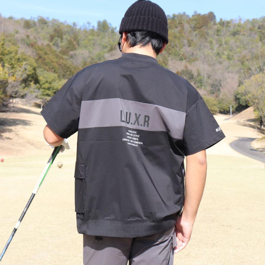 LUXE/R GOLF ラグジュゴルフ ゴルフウェア Tシャツ メンズ レディース 半袖 ストレッチ ブロード 切替え サイドポケット モックネック ゆったりサイズ | LUXE/R | 08