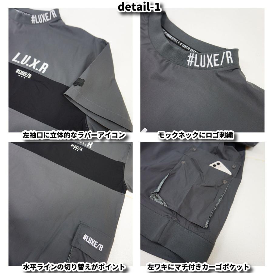 LUXE/R GOLF ラグジュゴルフ ゴルフウェア Tシャツ メンズ レディース 半袖 ストレッチ ブロード 切替え サイドポケット モックネック ゆったりサイズ | LUXE/R | 09
