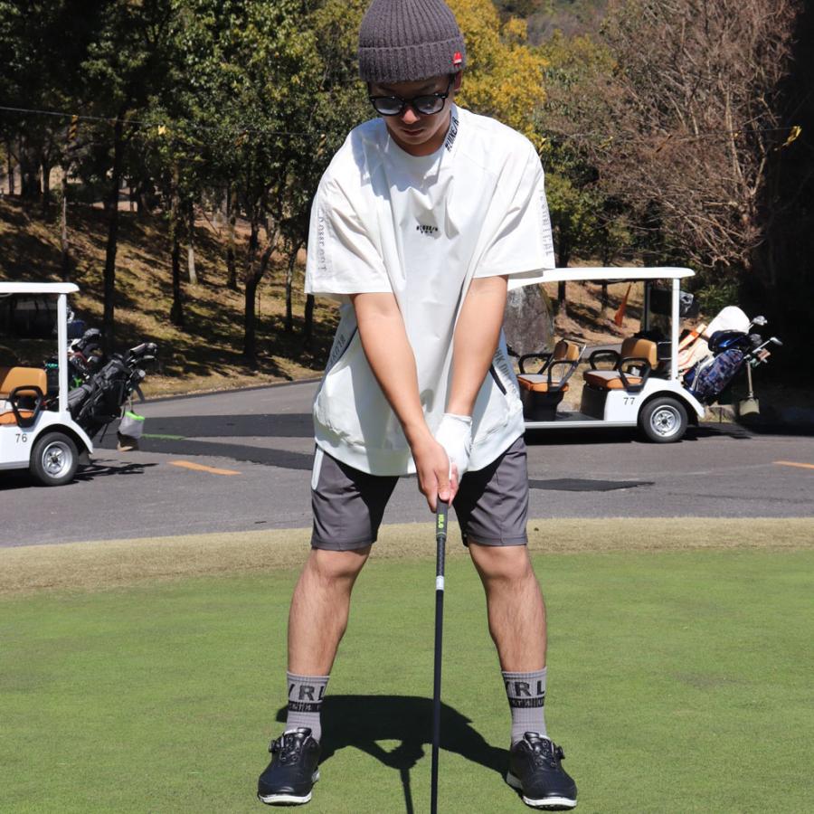 LUXE/R GOLF ラグジュゴルフ ゴルフウェア Tシャツ メンズ レディース 半袖 ストレッチ ブロード ロゴ プリント メッシュ モックネック ゆったりサイズ 2025夏 | LUXE/R | 01