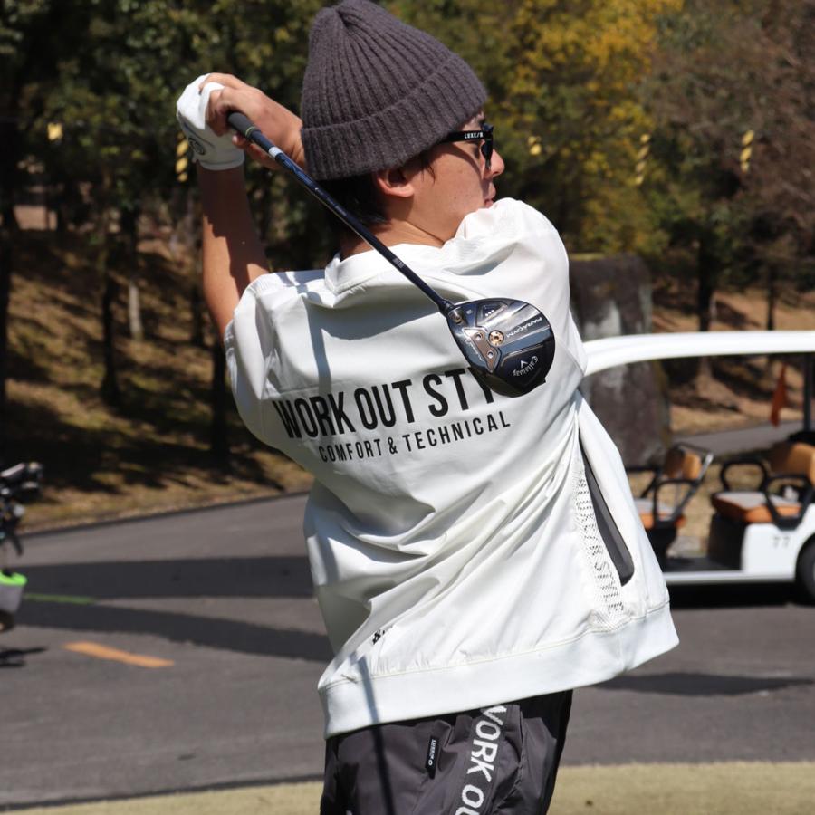 LUXE/R GOLF ラグジュゴルフ ゴルフウェア Tシャツ メンズ レディース 半袖 ストレッチ ブロード ロゴ プリント メッシュ モックネック ゆったりサイズ 2025夏 | LUXE/R | 04