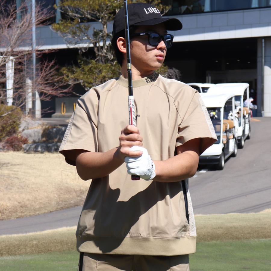 LUXE/R GOLF ラグジュゴルフ ゴルフウェア Tシャツ メンズ レディース 半袖 ストレッチ ブロード ロゴ プリント メッシュ モックネック ゆったりサイズ 2025夏 | LUXE/R | 05